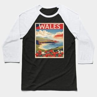 Wales England Vintage Travel Tourism Poster Baseball T-Shirt